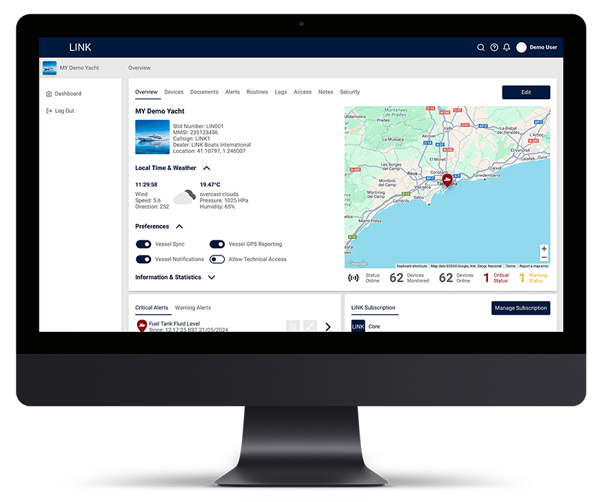 iMac showing the LINKcloud dashboard