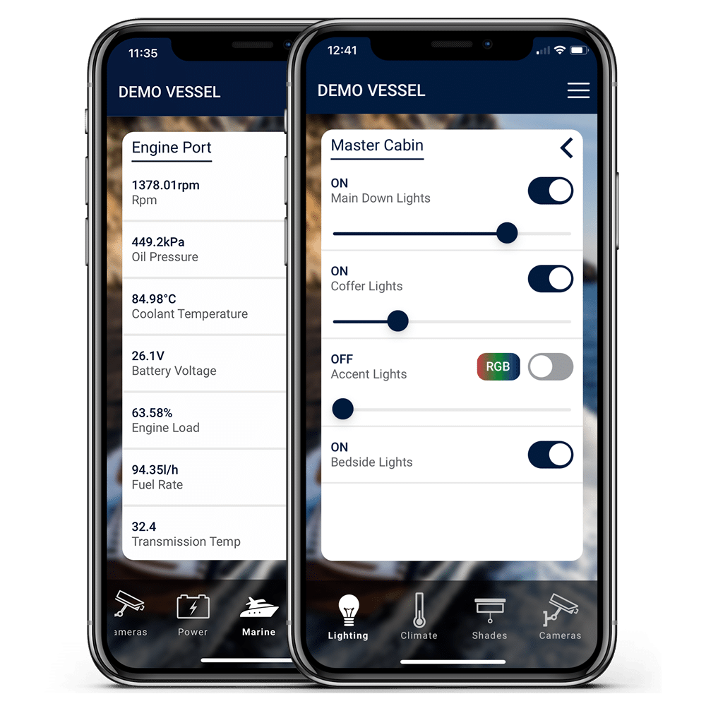 LINK smartphone app control interface for engines and lighting